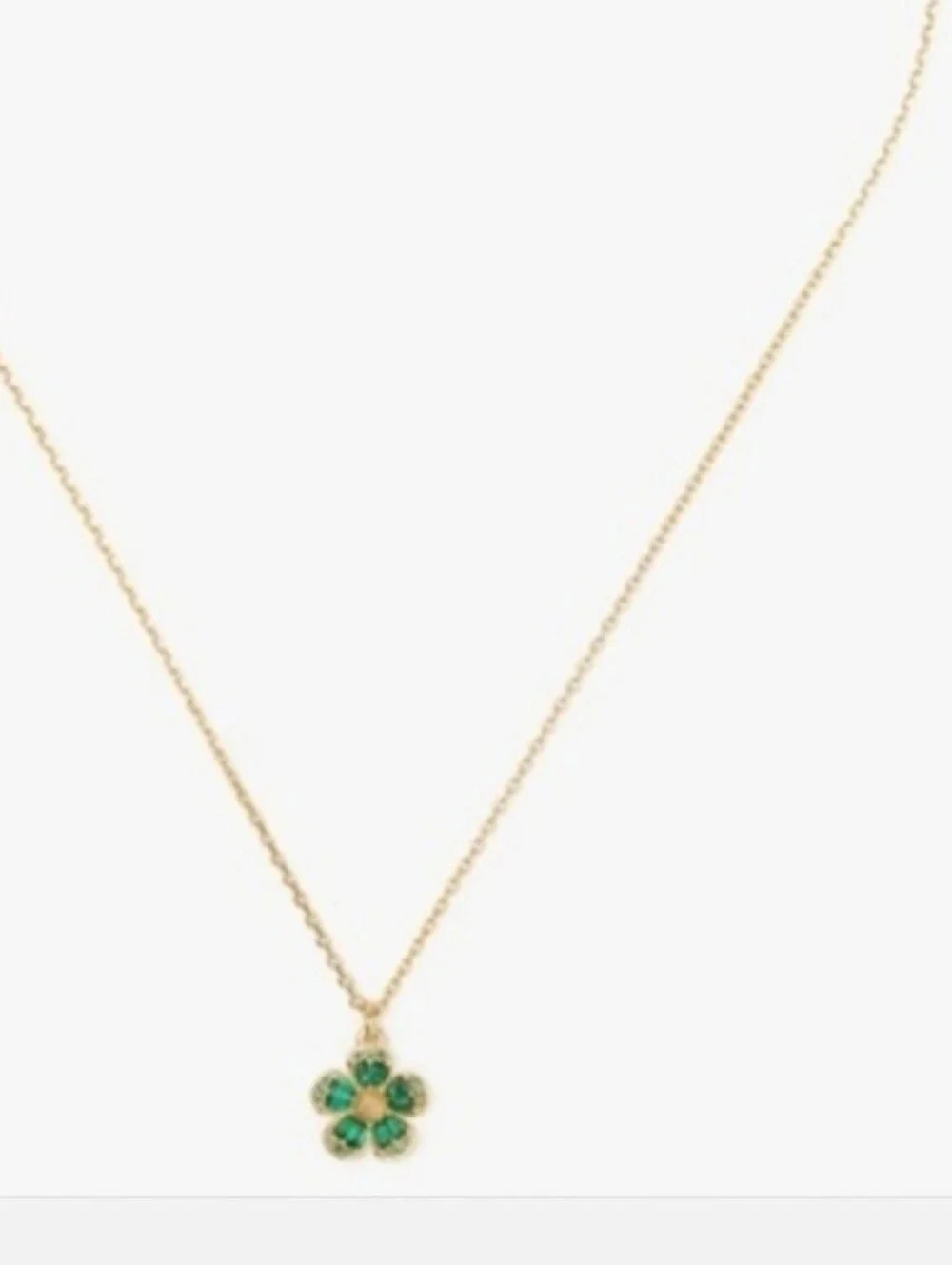 Kate Spade Fleurette Cubic Zirconia Pendant Necklace Green NWT